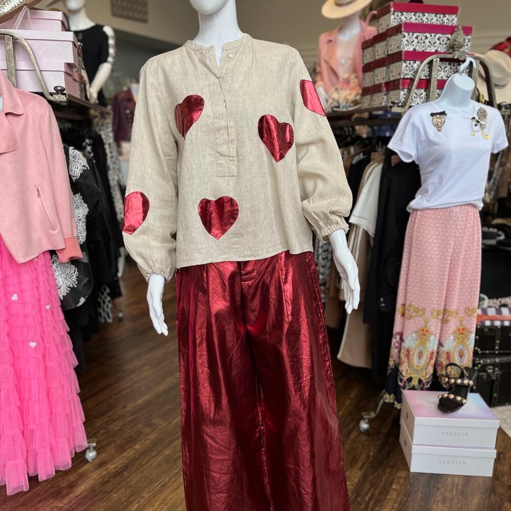 CM-1553-NBX Cupid Linen Shirt in Natural and Metallic by LANTHROPY